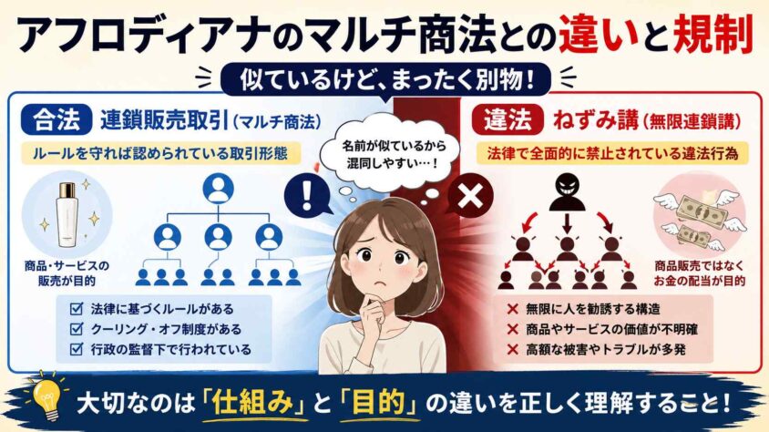 アフロディアナのマルチ商法との違いと規制
