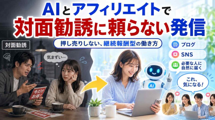 AIとアフィリエイトで対面勧誘に頼らない発信
