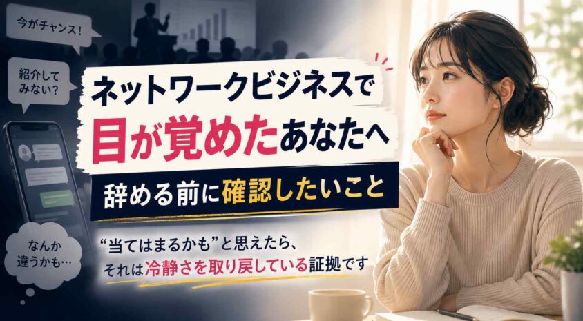 ネットワークビジネスで目が覚めたあなたへ｜辞める前に確認したいこと