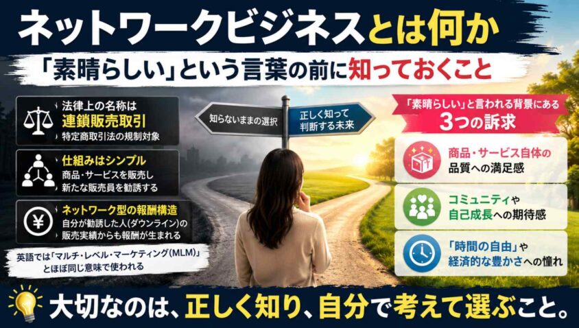 ネットワークビジネスとは何か：「素晴らしい」という言葉の前に知っておくこと