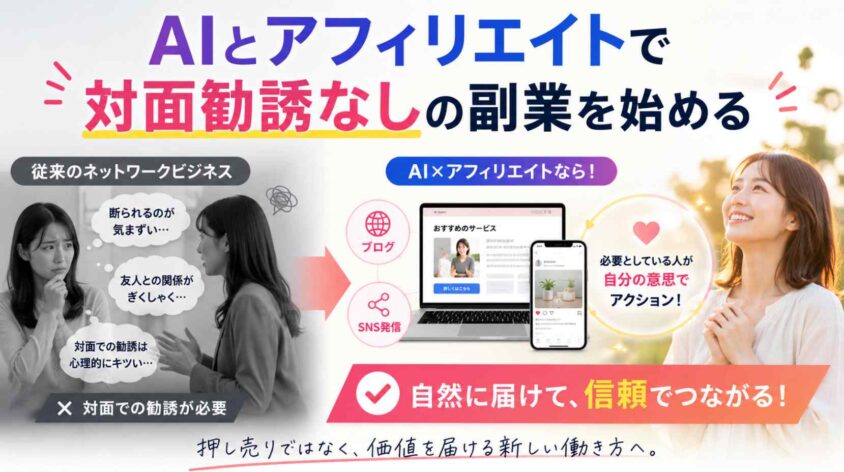 AIとアフィリエイトで対面勧誘なしの副業を始める
