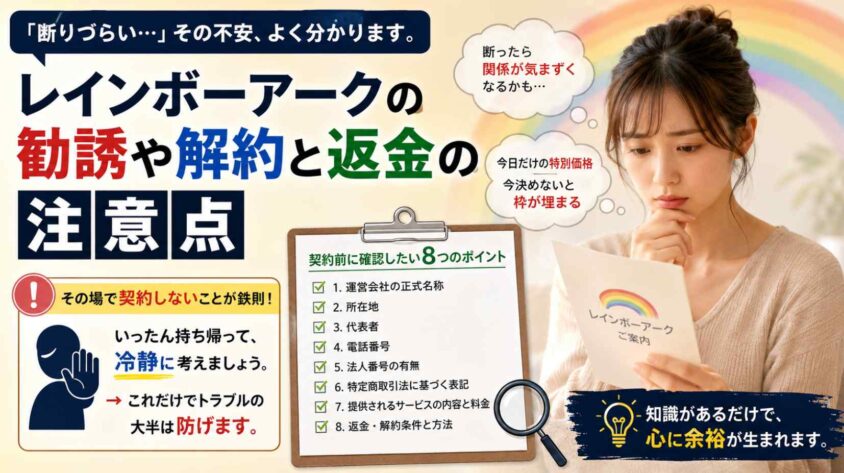 レインボーアークの勧誘や解約と返金の注意点