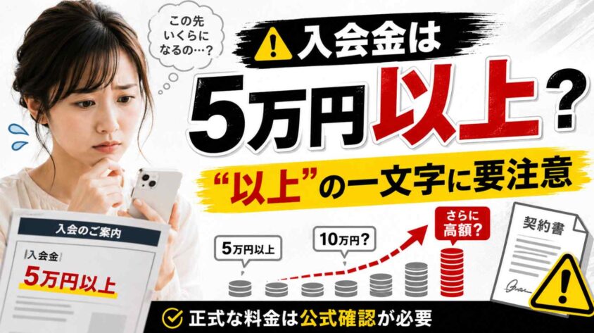 入会金は5万円以上という情報の扱い