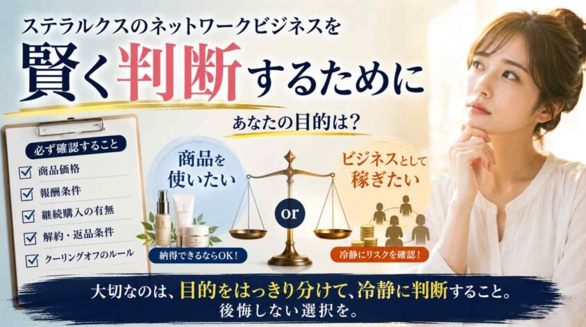 ステラルクスのネットワークビジネスを賢く判断するために
