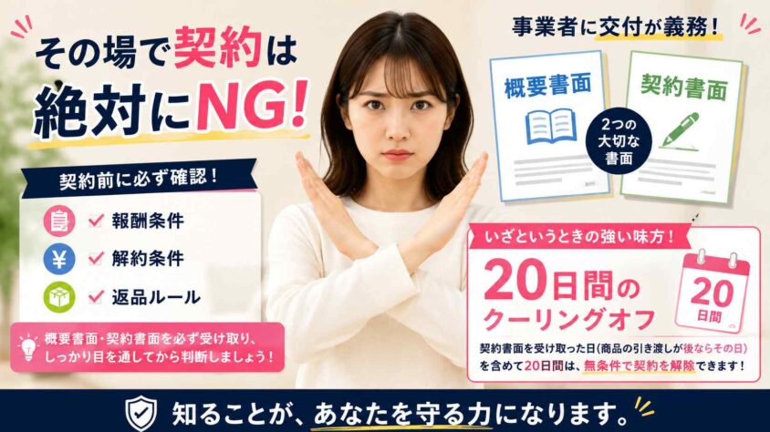 概要書面やクーリングオフなど勧誘時の確認点