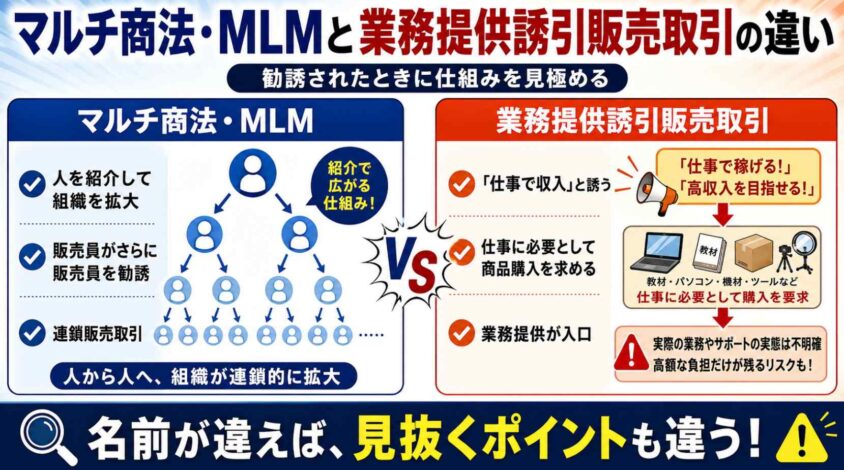マルチ商法やMLMと業務提供誘引販売取引の違い