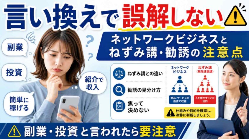 言い換えで誤解しないネットワークビジネスとねずみ講や勧誘の注意点