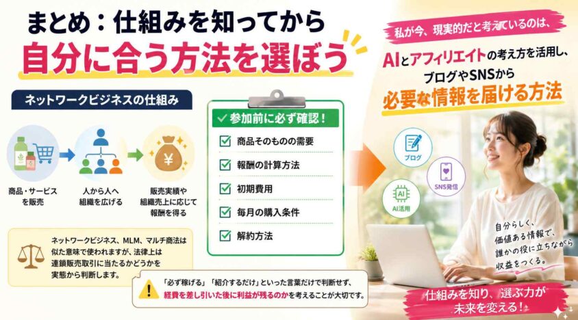 まとめ：仕組みを知ってから自分に合う方法を選ぼう