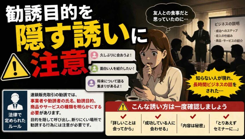 勧誘目的を隠す誘いに注意