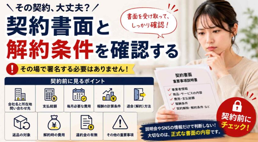 契約書面と解約条件を確認する