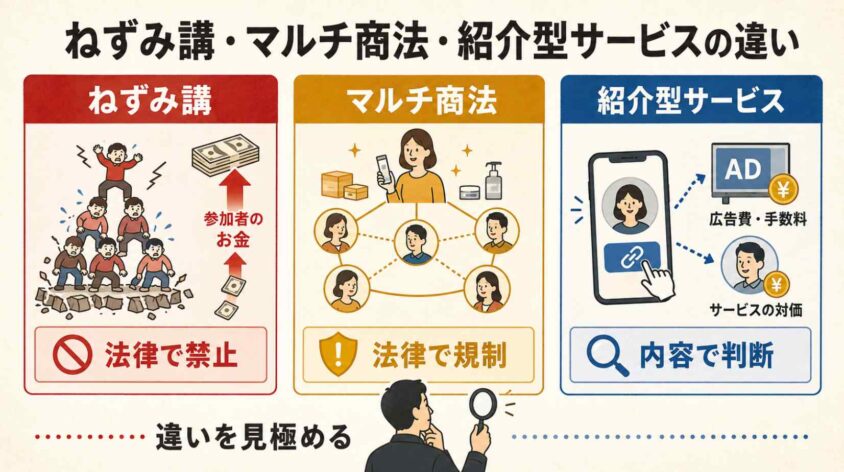 ねずみ講やマルチ商法との違い
